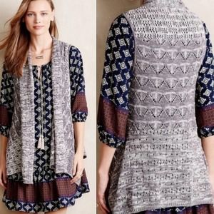 Anthro Moth Open Front Sleeveless Sweater Vest